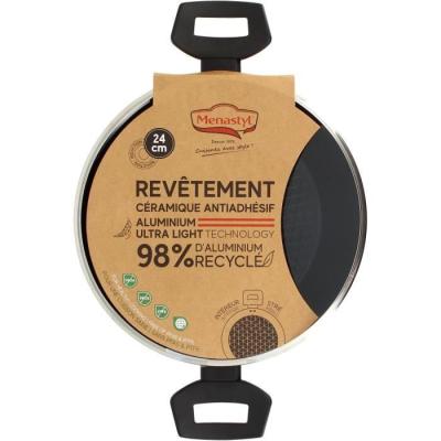 Faitout MENASTYL 24 cm Noir - Aluminium forgé - Induction