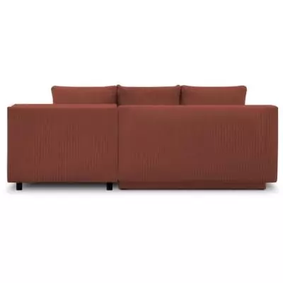 Canapé d'angle droit convertible MIKA 3 places en velours côtelé rouille