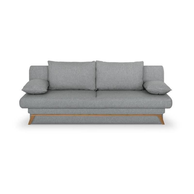 Banquette convertible 3 places NAOTO gris clair - Coffre de rangement