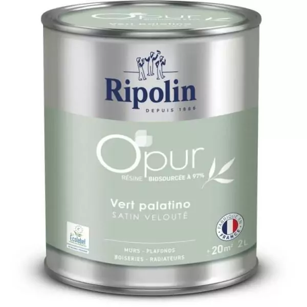O'pur murs boiseries radiateurs vert palatino satin velouté - RIPOLIN - 2 L