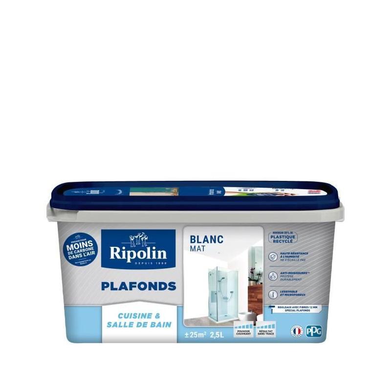 Peinture plafonds cuisine & salle de bain - RIPOLIN - Blanc mat - 2,5L