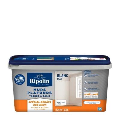 Peinture spéciale dégâts des eaux RIPOLIN - Blanc mat 2,5L