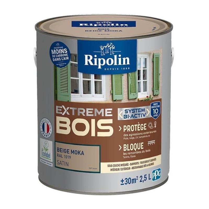 Peinture bois satinée beige moka RAL 1019 - RIPOLIN - 2,5 L