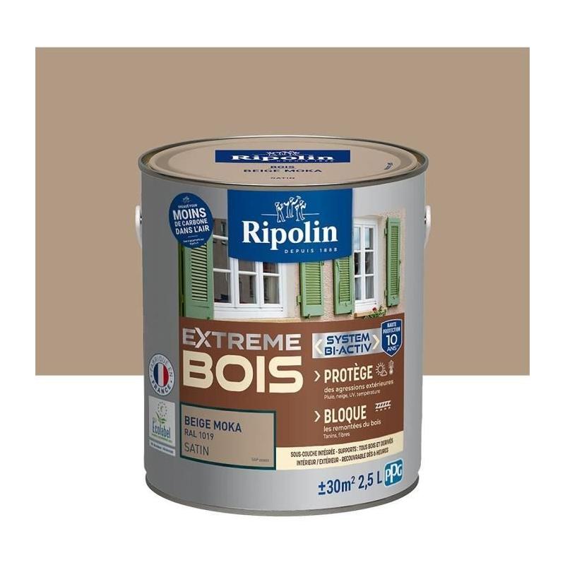 Peinture bois satinée beige moka RAL 1019 - RIPOLIN - 2,5 L