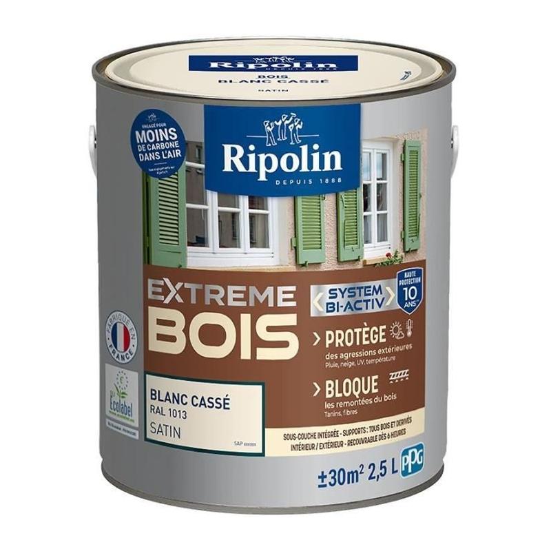 Peinture Extrême bois - Blanc cassé RAL 1013 satin - RIPOLIN - 2,5 L