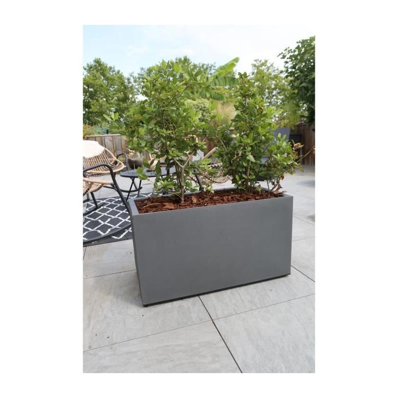 Bac à fleurs GRANIT - 60x30 cm - Gris pour un jardin moderne