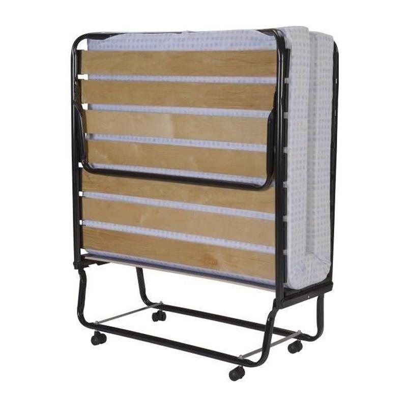 Lit d'appoint pliant: 17 lattes 90x190cm + Matelas 10 cm