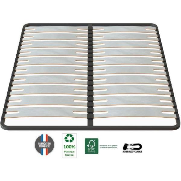 SEDAC Sommier OPTISIZE 160 x 200 - Cadre a lattes extra large 141mm de largeur