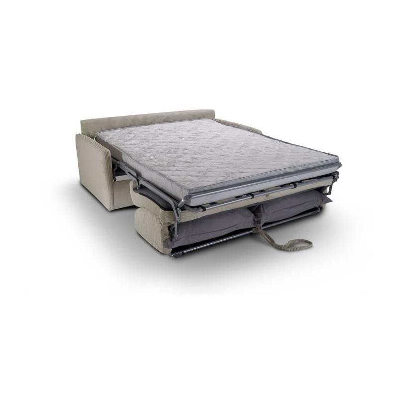 Canapé convertible express 3 places LINCOLN - Tissu Beige