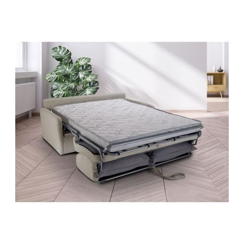 Canapé convertible express 3 places LINCOLN - Tissu Beige