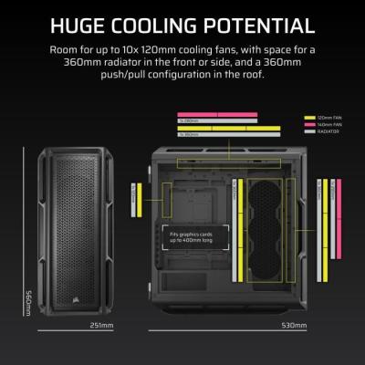 Boîtier PC CORSAIR Série 5000T Noir - Moyen tour