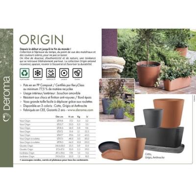 Bac à fleur Jardinière DEROMA - Origine - 12 L - Anthracite