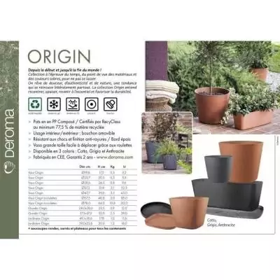 Jardinière DEROMA Origin 18 L Anthracite