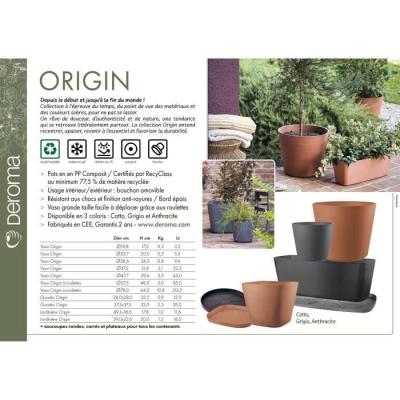 Pot de fleurs DEROMA Origin 85 L avec roulettes - Terre cuite
