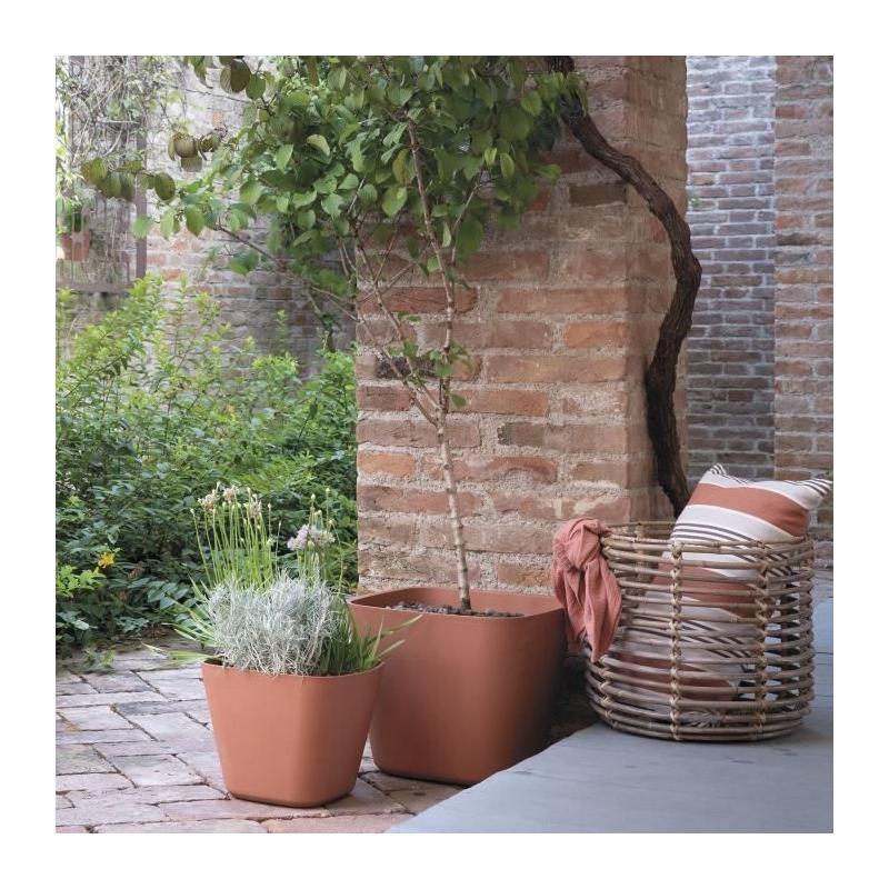 Pot de fleurs carré DEROMA Origin 12 L - Terre cuite