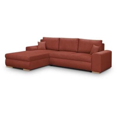 Canapé d'angle convertible 5 places INDIAN Velours Rouille