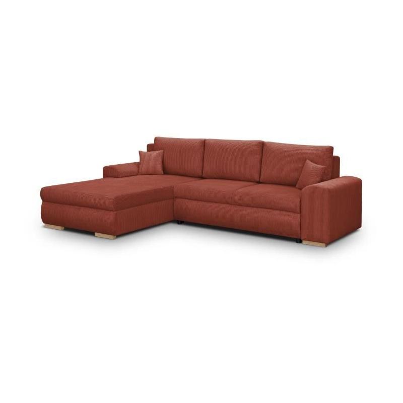 Canapé d'angle convertible 5 places INDIAN Velours Rouille