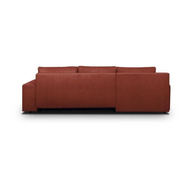 Canapé d'angle convertible 5 places INDIAN Velours Rouille
