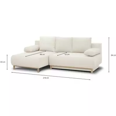 Canapé d'angle convertible 3 places MIKA écru - 192 x 84 x 93 cm