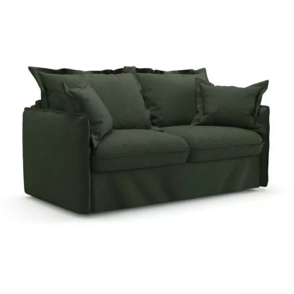 Canapé convertible express - 3 places - MYKONOS - Tissu Vert - 185 x 104 x 90 cm - MONDO