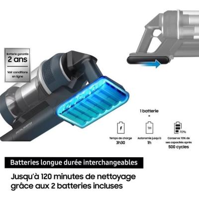 Aspirateur Balai Samsung Bespoke Jet Plus: 210 AW, 2 Batteries