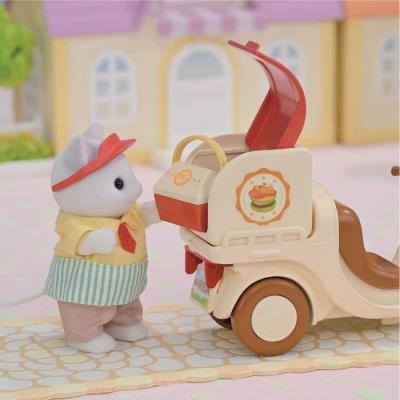 Jeux de Restauration SYLVANIAN FAMILIES - Stand de Hamburgers Papa Chat Latté et Scooter