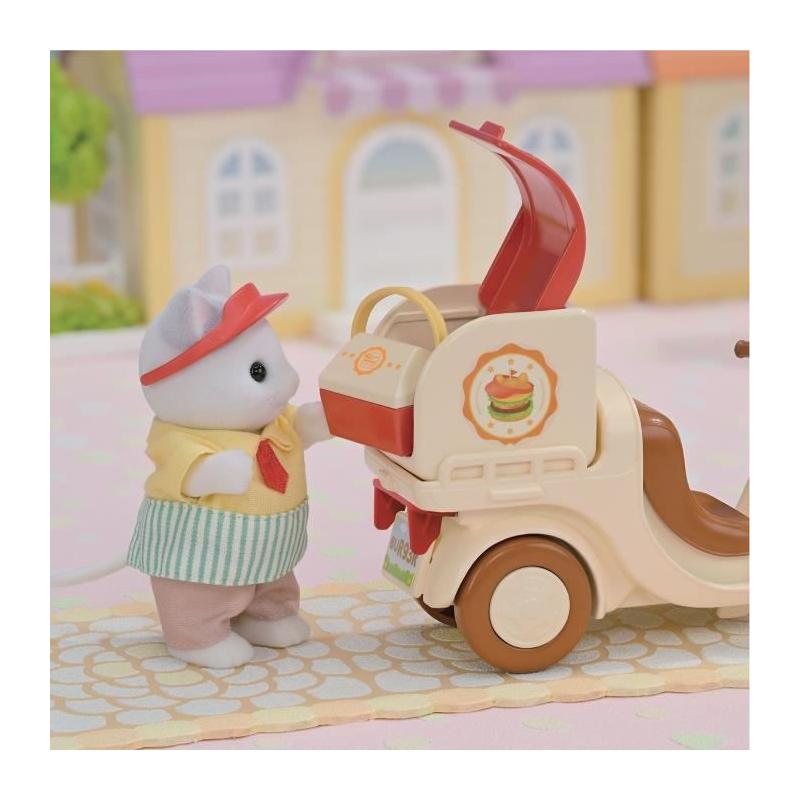 Jeux de Restauration SYLVANIAN FAMILIES - Stand de Hamburgers Papa Chat Latté et Scooter