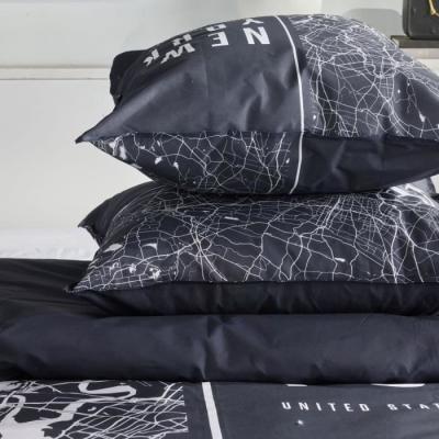 Parure de lit TODAY JAVA 240x220cm Coton Imprimé New York - Noir