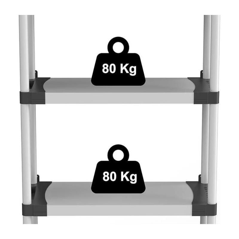 Étagère plastique TOOD 3 tablettes - Charge 80 kg - Noir/gris