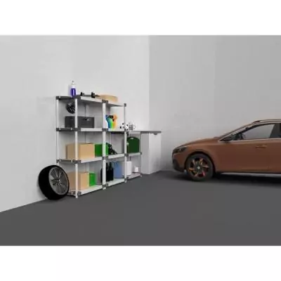 Étagère plastique TOOD 3 tablettes - Charge 80 kg - Noir/gris
