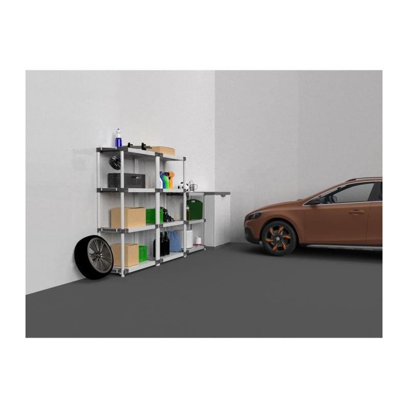 Étagère plastique TOOD 3 tablettes - Charge 80 kg - Noir/gris