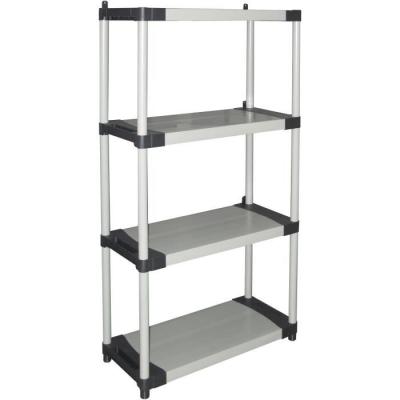 Étagère plastique TOOD 4 tablettes 80x40x168 cm Noir/gris