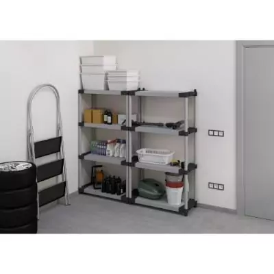 Étagère plastique TOOD 4 tablettes 80x40x168 cm Noir/gris