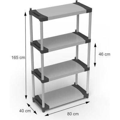 Étagère plastique TOOD 4 tablettes 80x40x168 cm Noir/gris