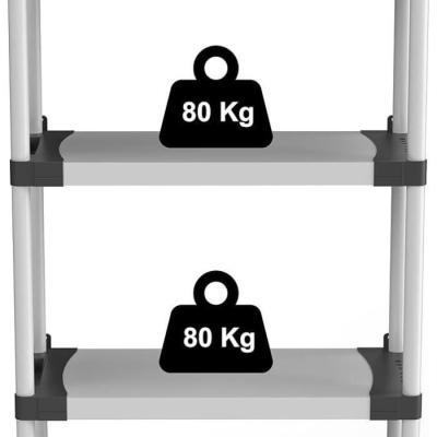 Étagère plastique TOOD 5 tablettes - Charge 80 kg - Noir/gris