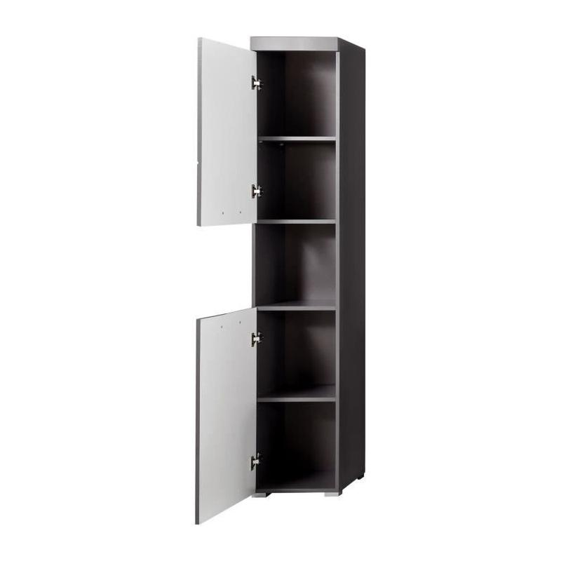 Colonne de salle de bain AMANDA - 2 portes - Gris brillant - Design compact