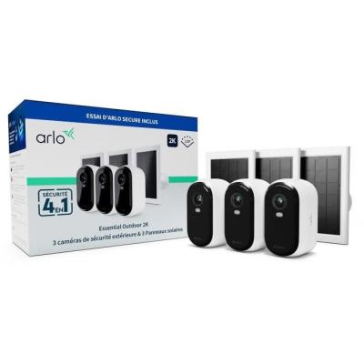 Pack 3 caméras ARLO Essential 2k + 3 Panneaux solaires