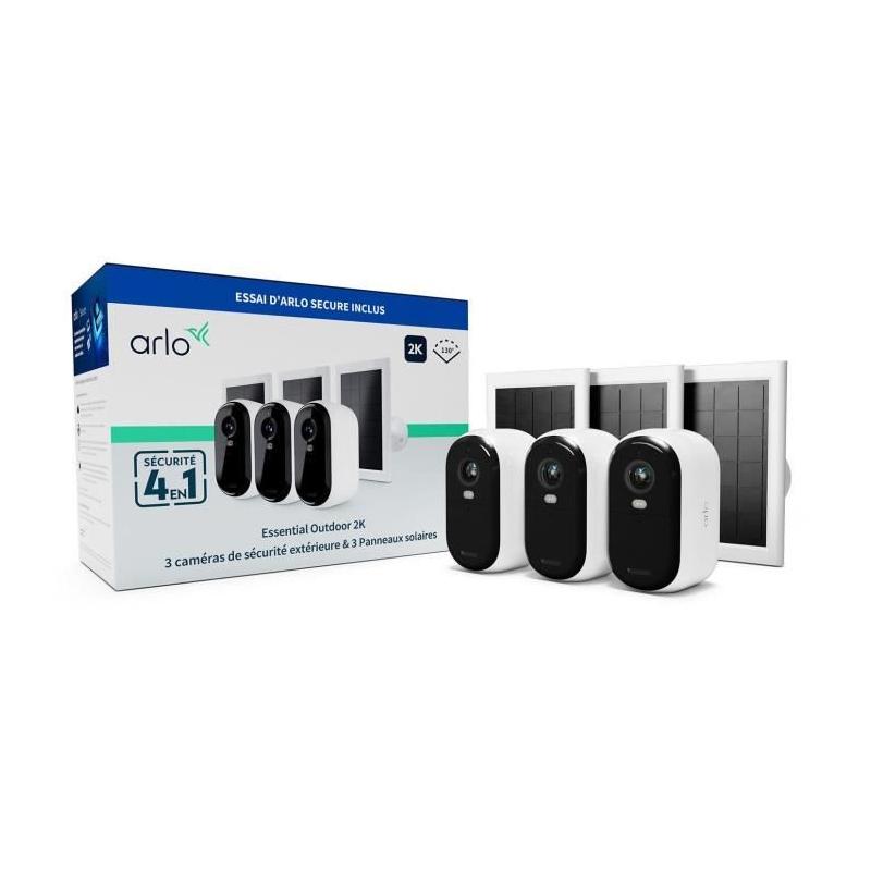 Pack 3 caméras ARLO Essential 2k + 3 Panneaux solaires
