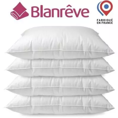 Lot de 4 oreillers 60x60 cm avec finition bourdon - BLANREVE