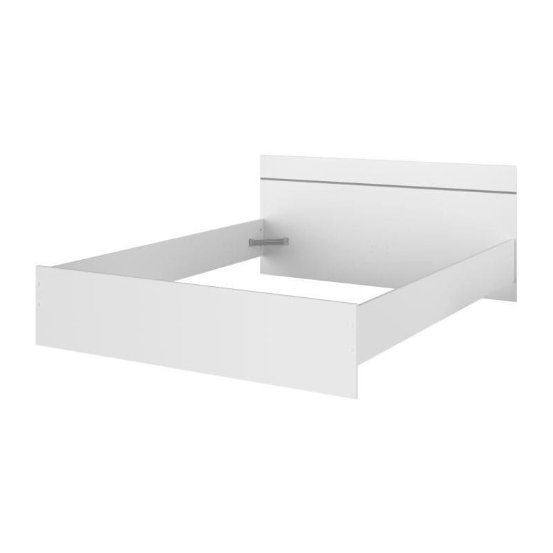 Lit adulte BOSTON 160x200 - Blanc éclatant - Fabriqué en France