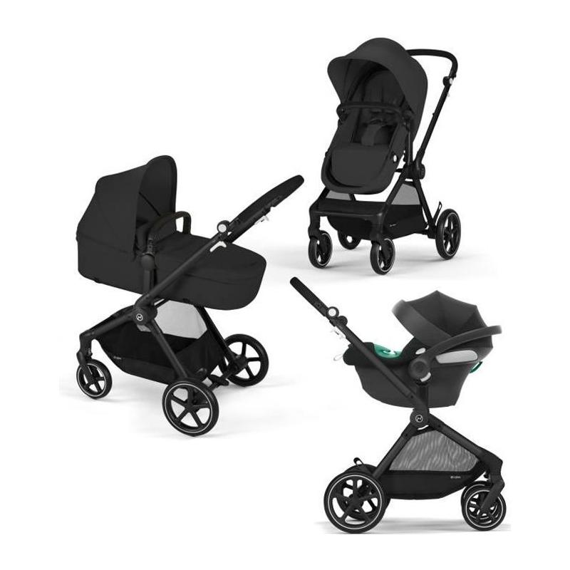 Pack Poussette Trio CYBEX EOS BLACK Moon Black : 2en1 avec siège auto Aton B2 i-size