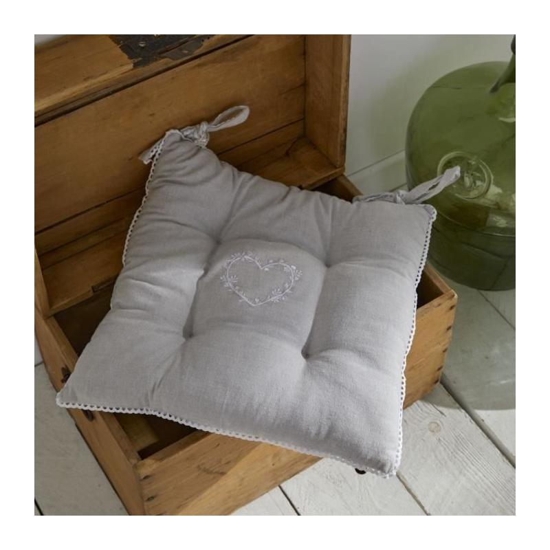 Assise matelassée - TODAY - CHARME Chambray x Petite Broderie - 40 x 40 cm