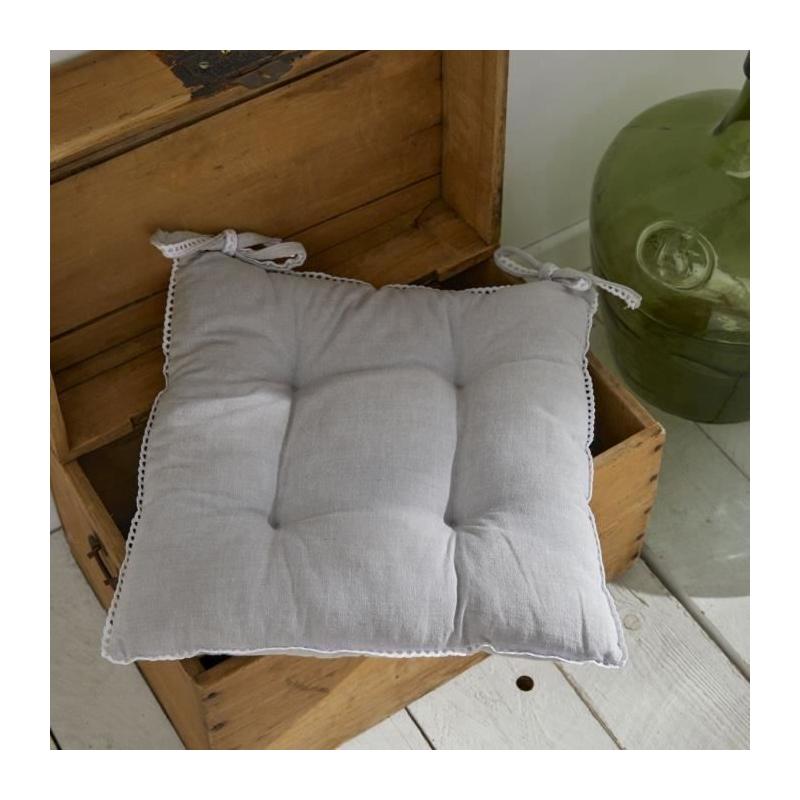 Assise matelassée - TODAY - CHARME Chambray x Petite Broderie - 40 x 40 cm
