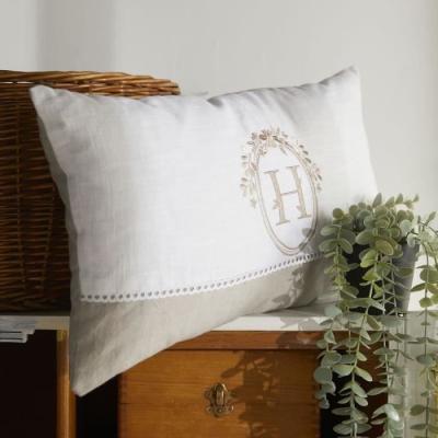 Coussin de Chaise Berenice - Imprimé x Chambray x Broderie - 30 x 50 cm