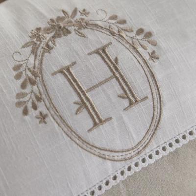 Coussin de Chaise Berenice - Imprimé x Chambray x Broderie - 30 x 50 cm