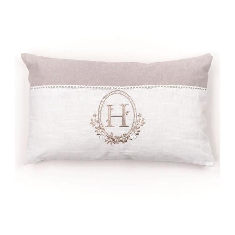 Coussin de Chaise Berenice - Imprimé x Chambray x Broderie - 30 x 50 cm