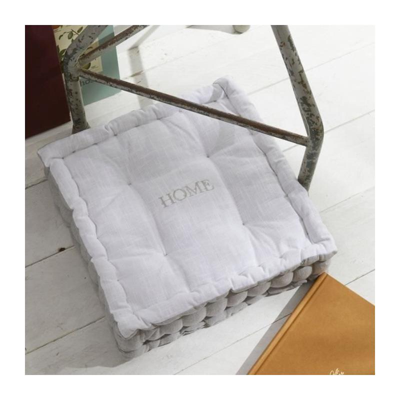 Coussin de sol TODAY CHARME - Slub x Chambray x Broderie Capucine