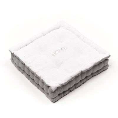 Coussin de sol TODAY CHARME - Slub x Chambray x Broderie Capucine
