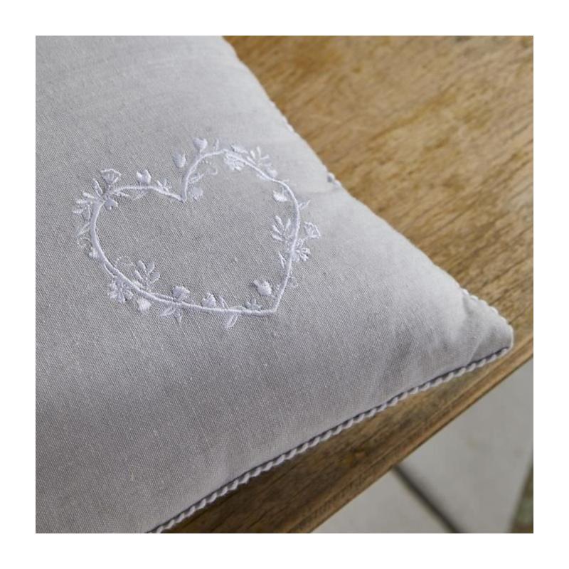 Coussin de chaise chambray avec broderie - Constance