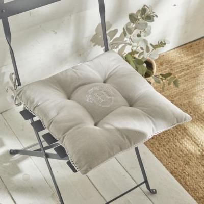 Assise matelassée TODAY CHARME Chambray x Petite Broderie Berenice - 40 x 40 cm
